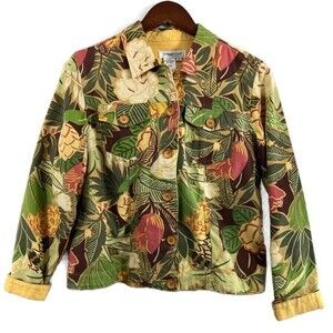 Coldwater Creek Womens Floral Cotton Jacket 100% Cotton Size PS